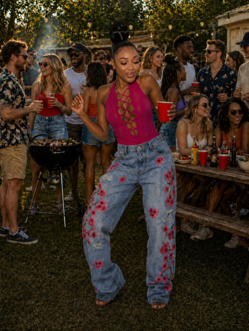 💋EMBROIDERED PINK FLORAL LIGHT WASH JEANS!!!